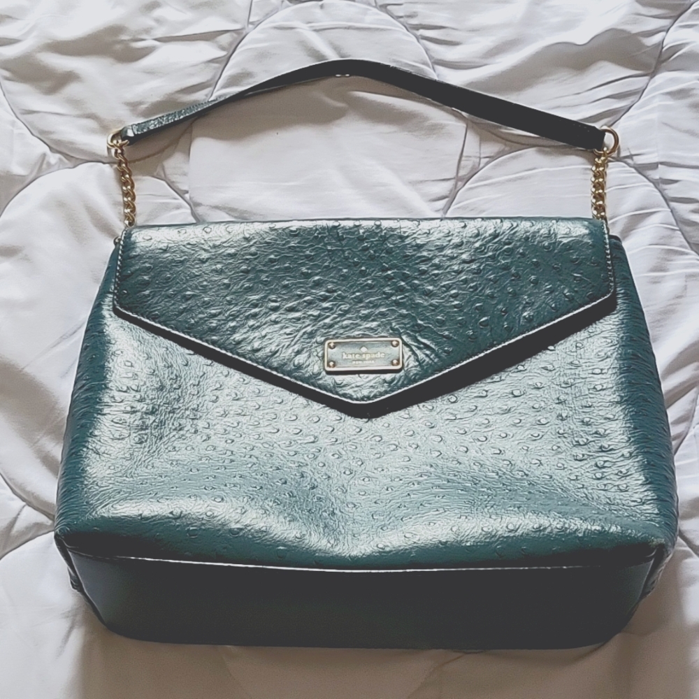 Kate spade teal ostrich skin bag